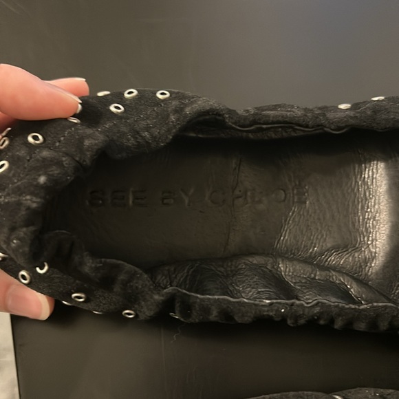 See by Chloe studded grommet ballet flats shoes 35.5 5.5 eyelet - Picture 5 of 8